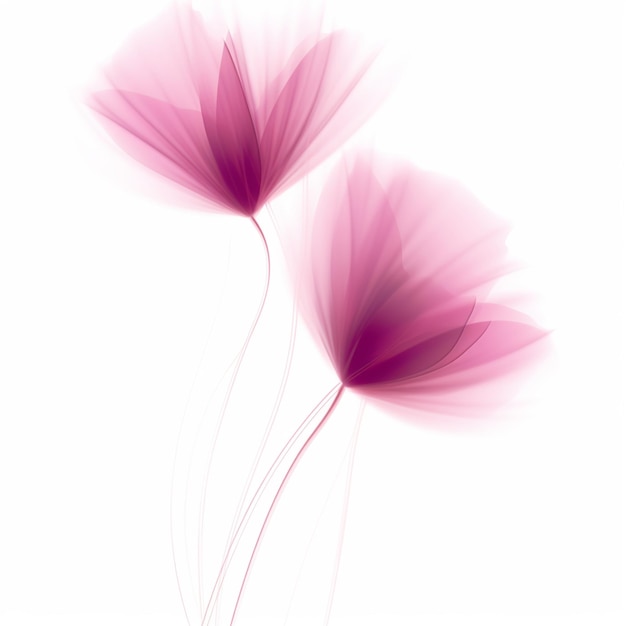 There are two pink flowers that are on a white background generative ai