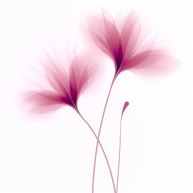 There are two pink flowers that are on a white background generative ai