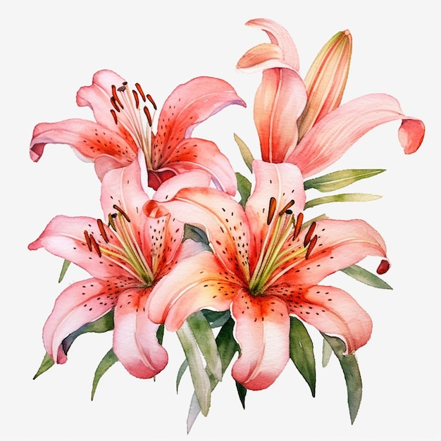 There are two pink flowers that are on a white background generative ai