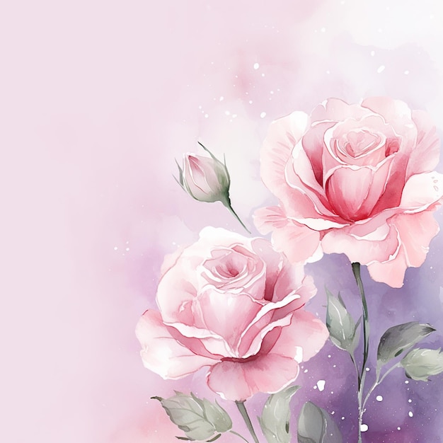 There are two pink roses that are on a pink background generative ai