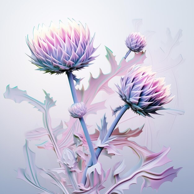 There are two purple flowers that are in a vase generative ai