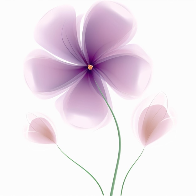 There are two purple flowers that are on a white background generative ai