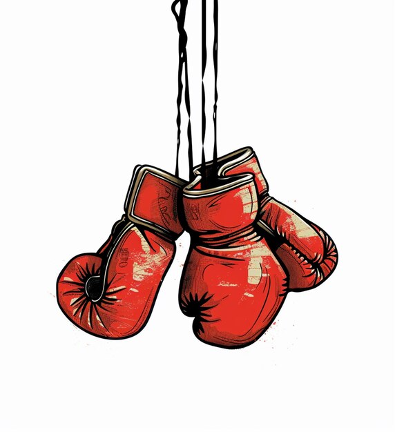 there are two red boxing gloves hanging from a hook generative ai