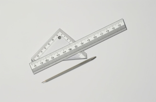 Photo there are two rulers and a pencil on a white surface generative ai