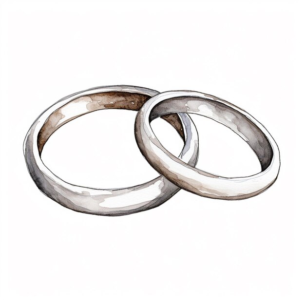 Photo there are two silver rings sitting next to each other on a white surface generative ai