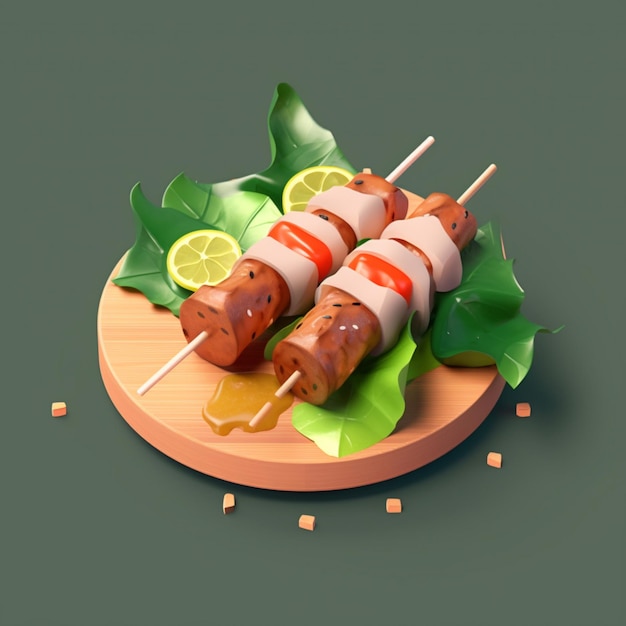 Premium AI Image  There are skewered meats on skewers on a cutting board  generative ai