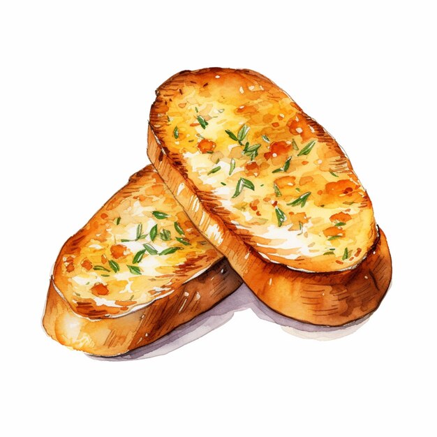 there are two slices of bread with cheese and herbs on them generative ai