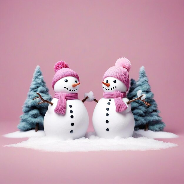 Photo there are two snowmen