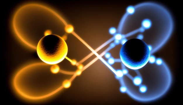 Фото Есть две сферы, которые соединены линией огней генеративной аи