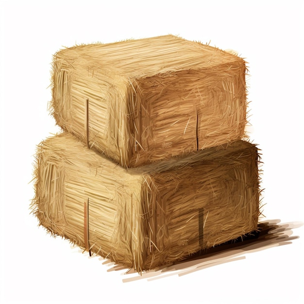 there are two stacks of hay stacked on top of each other generative ai