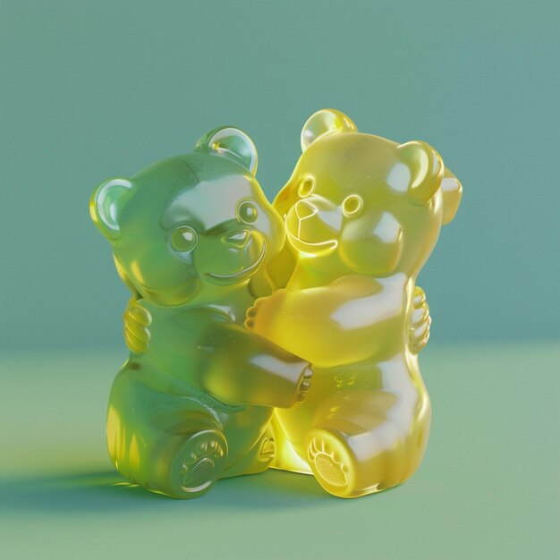 Photo there are two teddy bears that are sitting next to each other generative ai