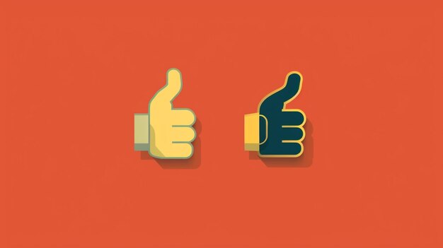 There are two thumbs up and a thumb up on a red background generative ai