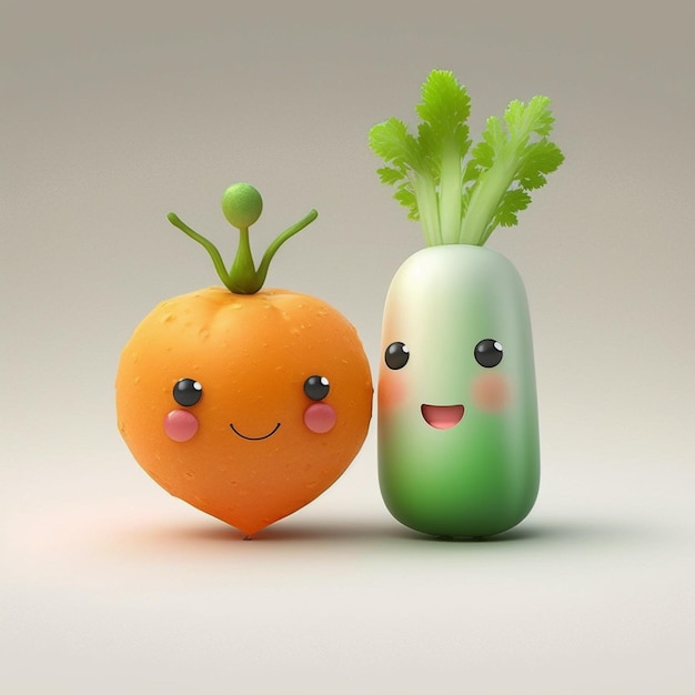 There are two vegetables that are next to each other on a table generative ai