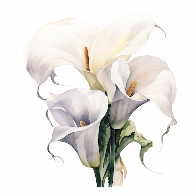 2つの白い花が白い背景に生じている