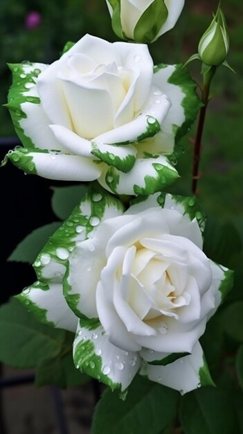 緑の葉がついた白いバラが2つある - ガジェット通信 GetNews