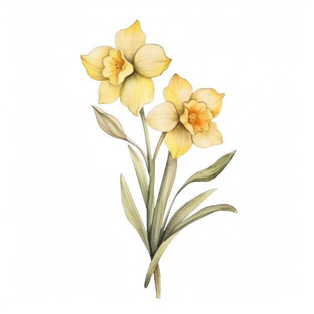 Photo there are two yellow flowers that are on a white background generative ai
