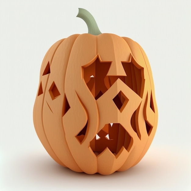 there is a 3d image of a carved pumpkin on a white surface generative ai