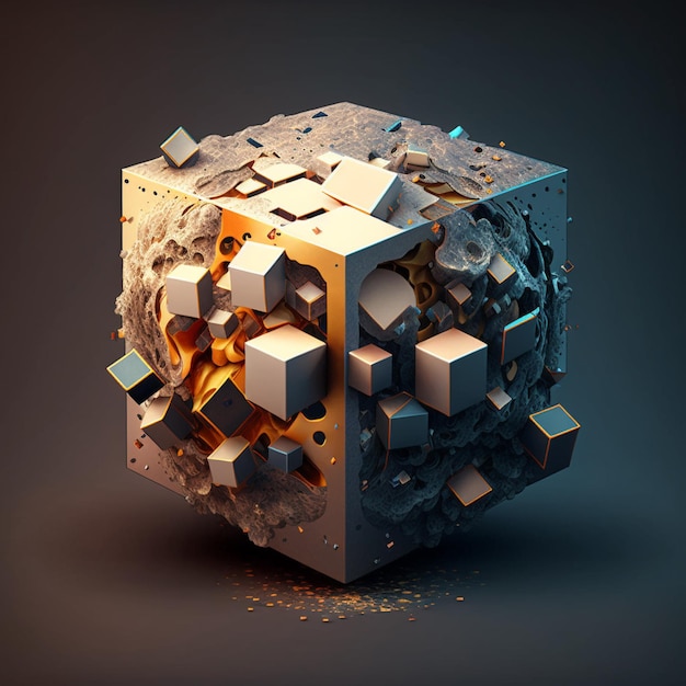 There is a 3d image of a cube with a bunch of cubes generative ai