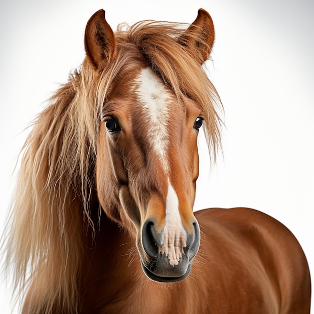 Фото Есть коричневый конь с белой полосой на лице генеративный ай