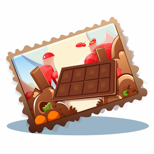 Фото Там шоколадный батончик с фруктами и шоколадом на нем генеративный ай