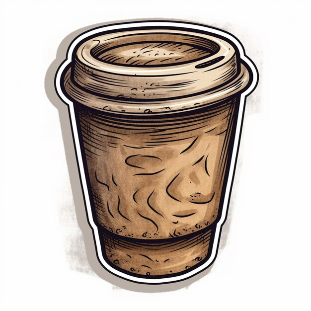 사진 <unk>이 있는 커피 컵의 그림이 있습니다.