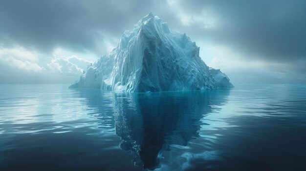 Фото Есть большой айсберг, плавающий посреди океана.