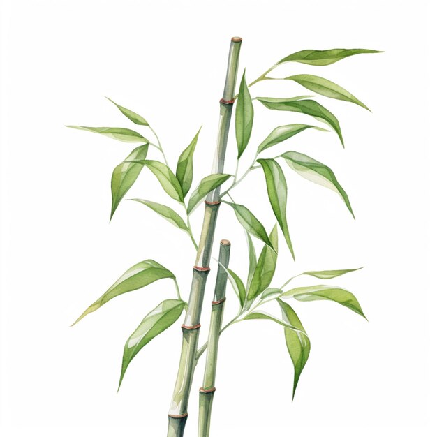 Фото Есть картина бамбукового растения с зелеными листьями, генерирующая ии
