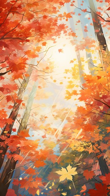 写真 森の絵を描いて 葉が地面に落ちている