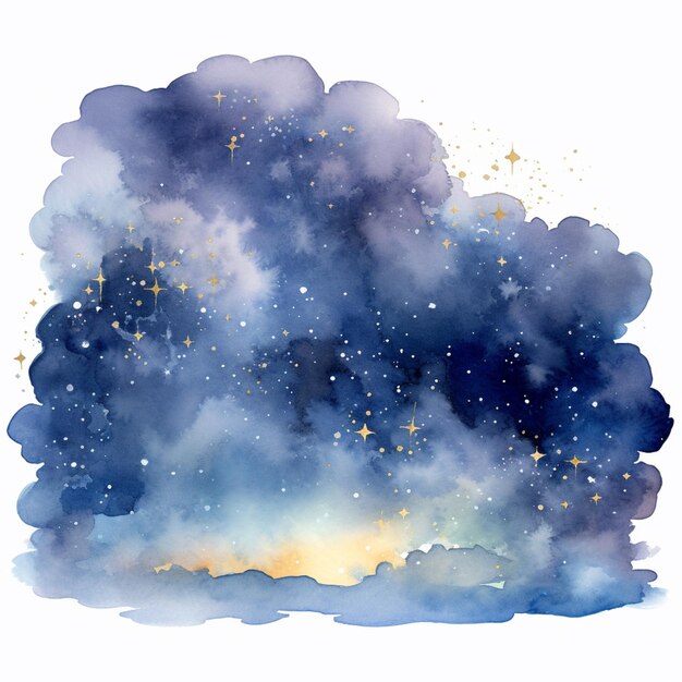 写真 夜空の絵 星と雲を描いた絵