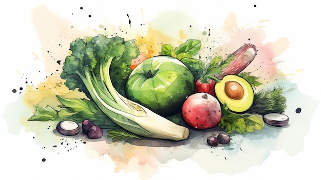 사진 다양한 과일과 채소의 그림이 있습니다.
