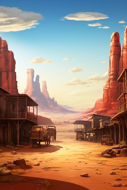写真 西の町の絵が描かれており ⁇ 馬車が描かれています ⁇