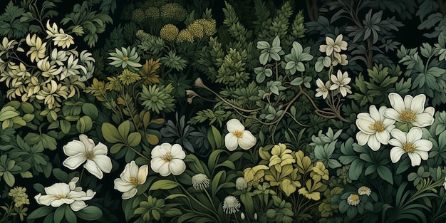 사진 에 있는 꽃과 식물의 그림이 있습니다.