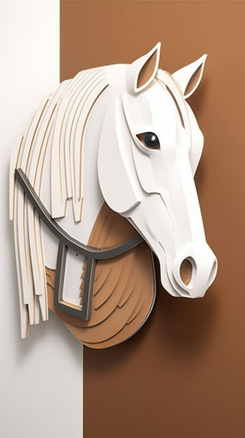 Фото Есть бумажная голова лошади, установленная на стене генеративного аи