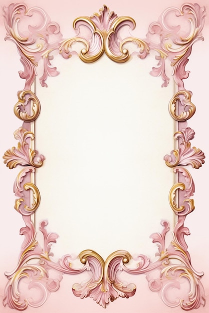 Фото Есть изображение в розово-золотой рамке на белом фоне с генеративным ии