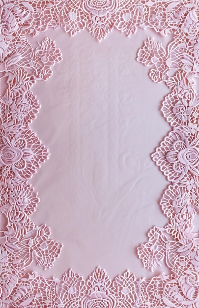 写真 there is a pink lace border with a white background generative ai