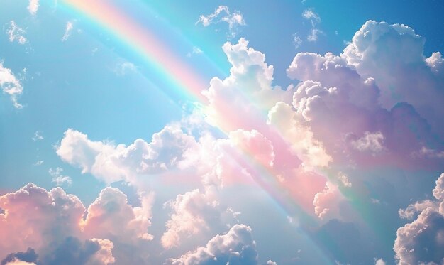 사진 there is a rainbow in the sky with clouds and a plane generative ai