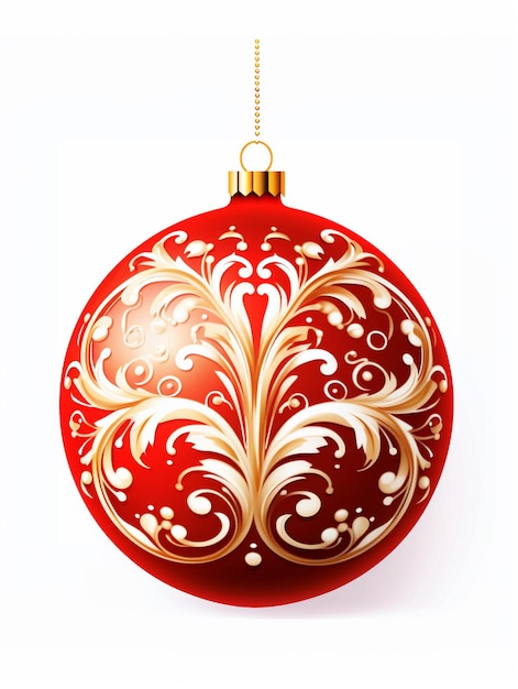 Фото На нем есть красный рождественский шар с золотыми украшениями генеративный ии