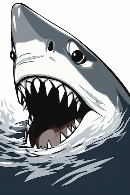 Фото Есть акула с открытой пастью и широко раскрытыми зубами генеративный искусственный интеллект