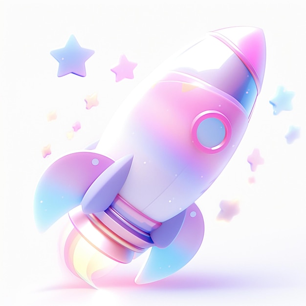 Фото Есть небольшая ракета с звездами, летящими вокруг нее.