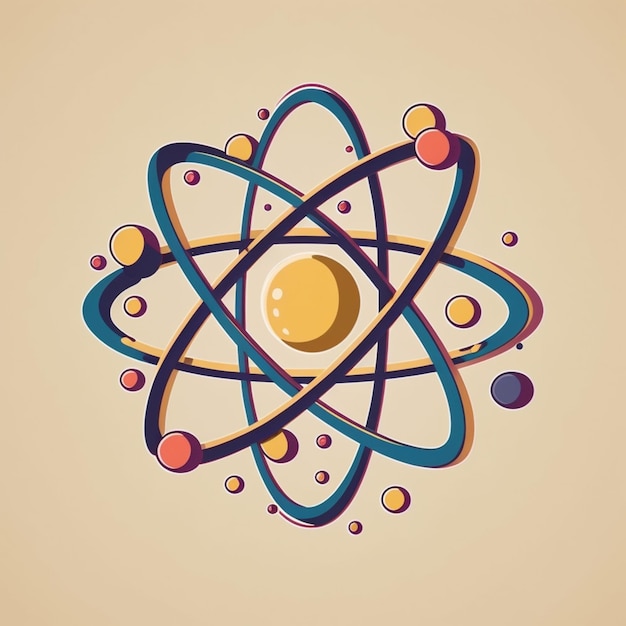 Фото Есть стилизованная иллюстрация стилизованного атома с желтым яйцом генерирующим ai