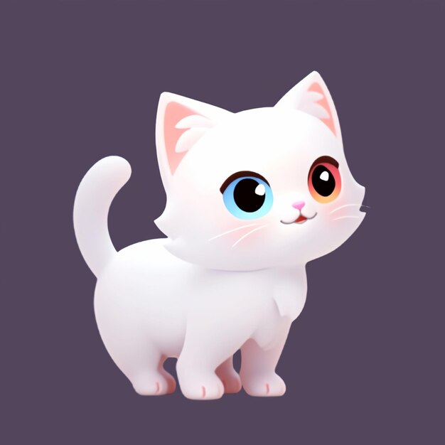 Фото Там белая кошка с голубыми глазами и розовым носом.