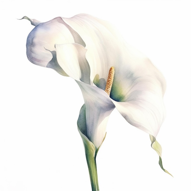 Фото Есть белый цветок с желтым центром на белом фоне генеративный ай