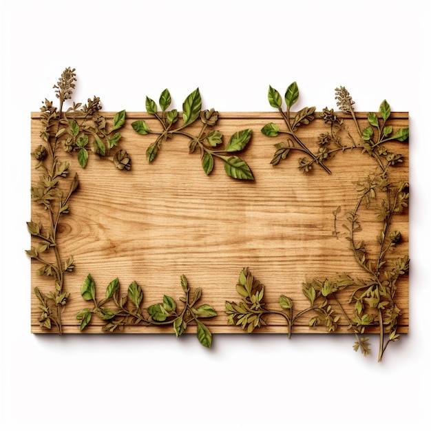 Фото Там деревянная доска с кучей растений на ней генеративный ай