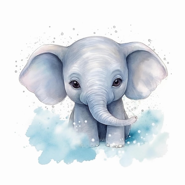 There is a baby elephant that is sitting in the clouds generative ai