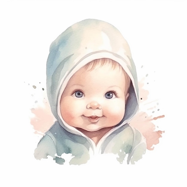 There is a baby wearing a hoodie and smiling generative ai