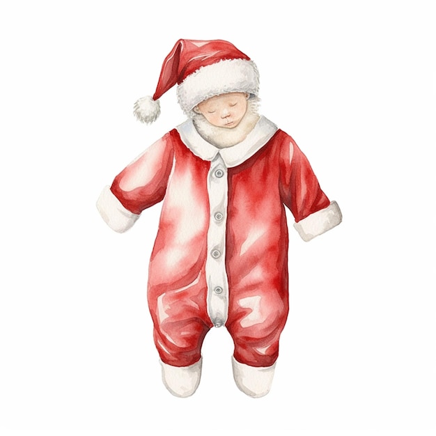 there is a baby wearing a santa suit and a hat generative ai