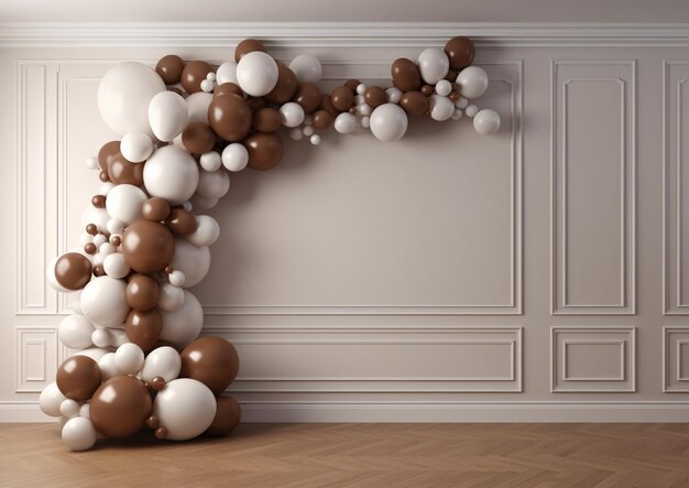 Photo there is a balloon arch made of balloons in a room generative ai