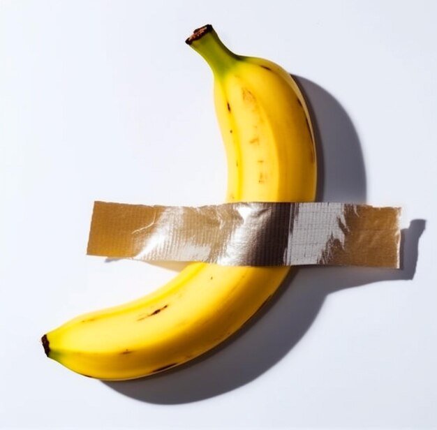 there is a banana taped up with a piece of tape generative ai