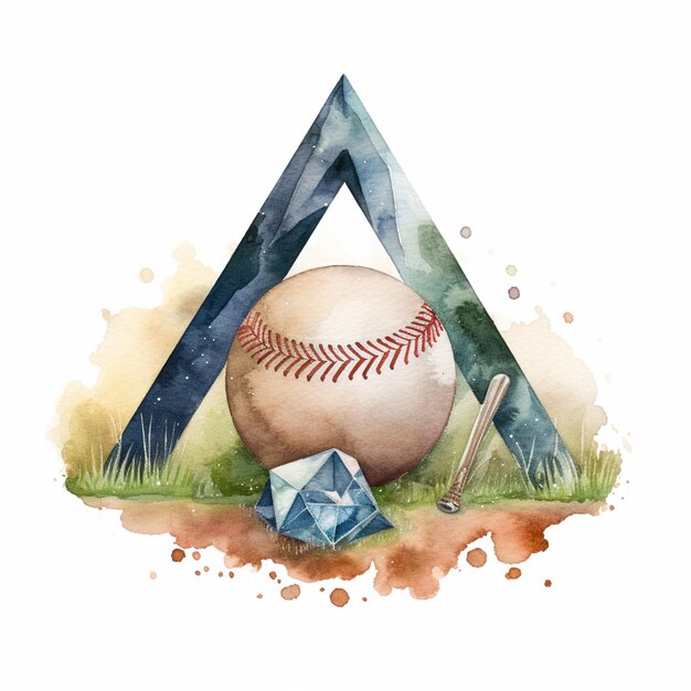 There is a baseball and a bat on the grass generative ai