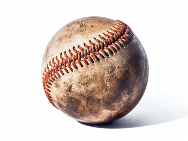 there is a baseball that is sitting on a white surface generative ai